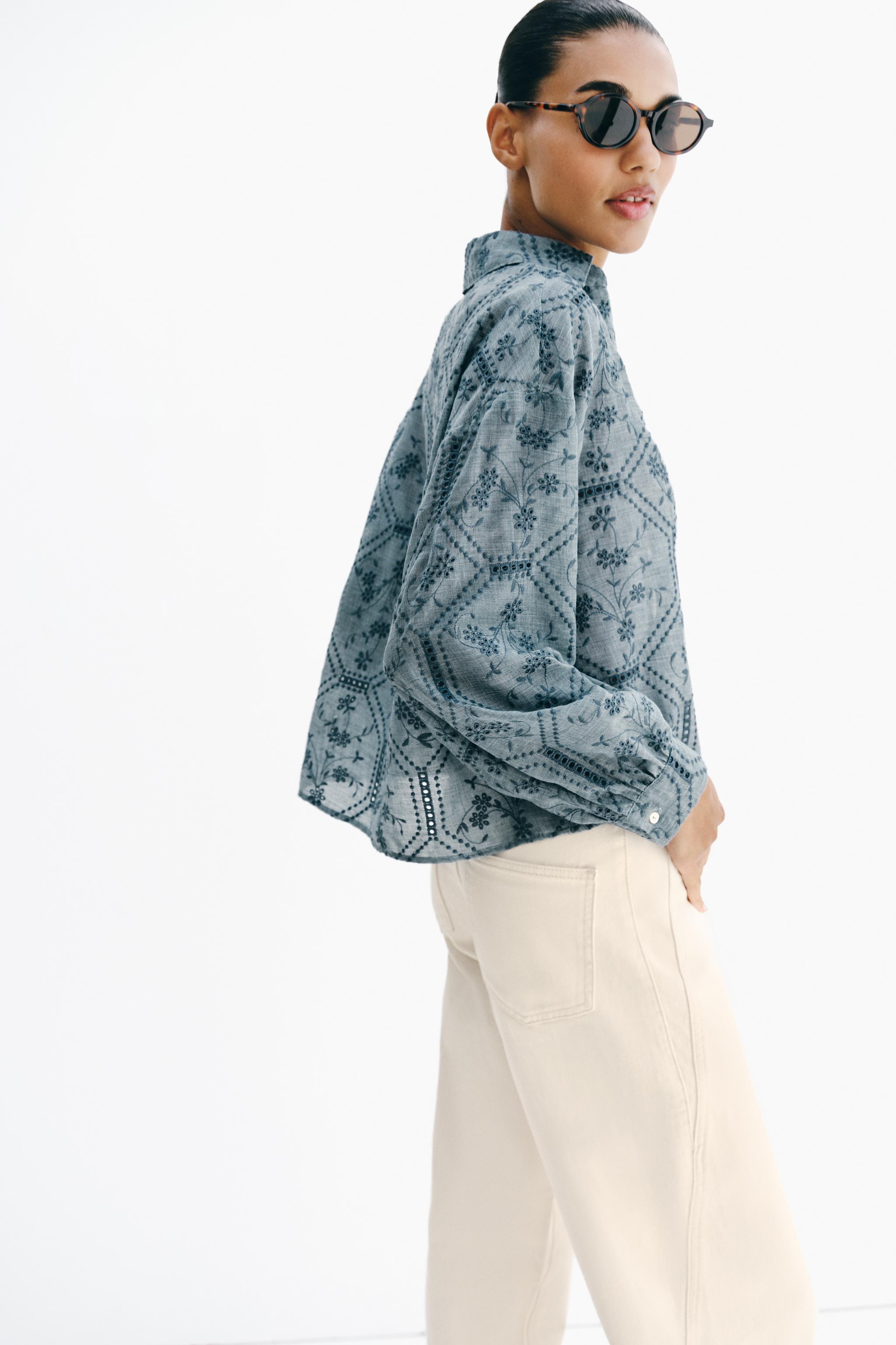 EMBROIDERED EYELET SHIRT